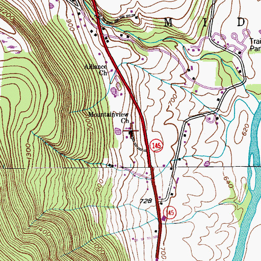 Topographic Map of Mountainview Church, NY