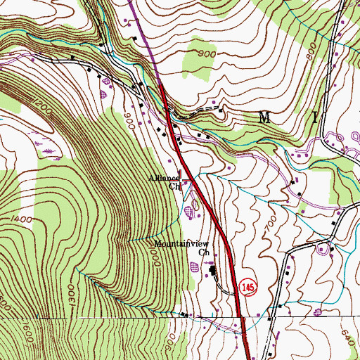 Topographic Map of Schoharie Valley Alliance Church, NY