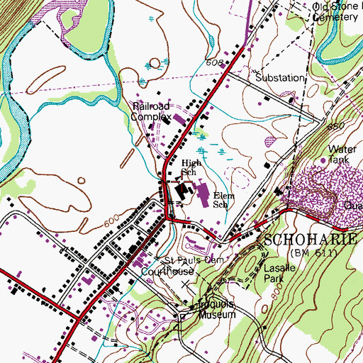 Topographic Map of Schoharie County High School, NY