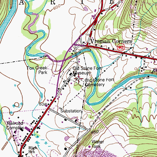 Topographic Map of Old Stone Fort Cemetery, NY
