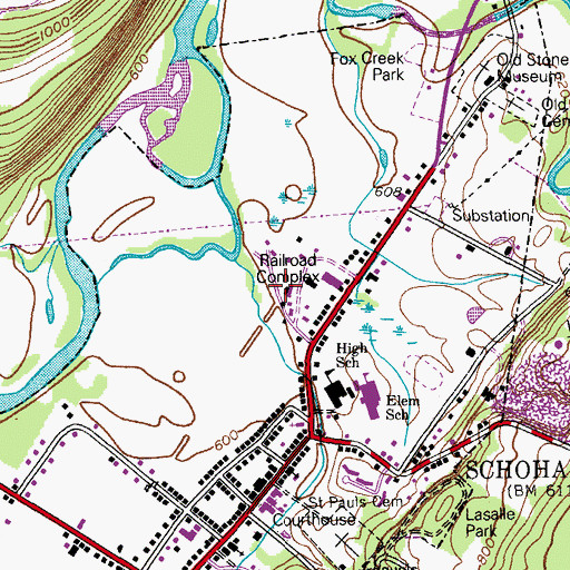 Topographic Map of Schoharie Valley Railroad Complex, NY