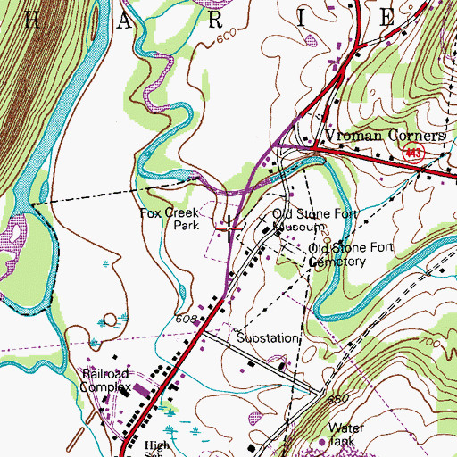 Topographic Map of Fox Creek Park, NY