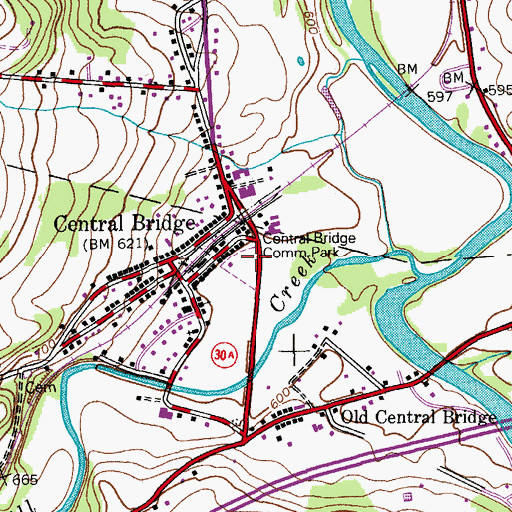 Topographic Map of Central Bridge Community Park, NY