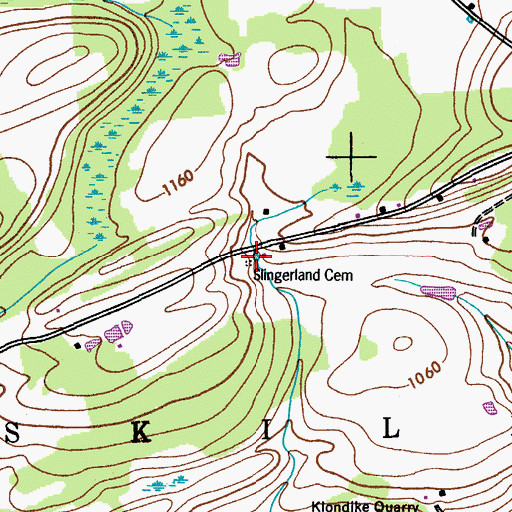 Topographic Map of Slingerland Cemetery, NY