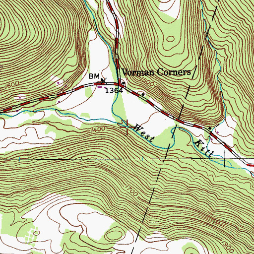 Topographic Map of Wharton Hollow Creek, NY