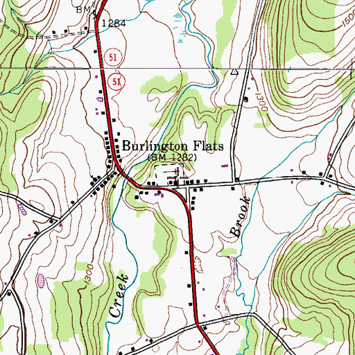 Topographic Map of Burlington Flats Baptist Church, NY