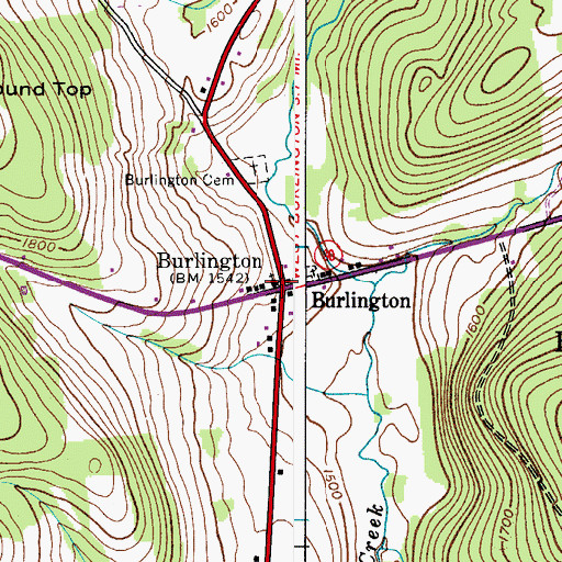 Topographic Map of First Baptist Church of Burlington, NY