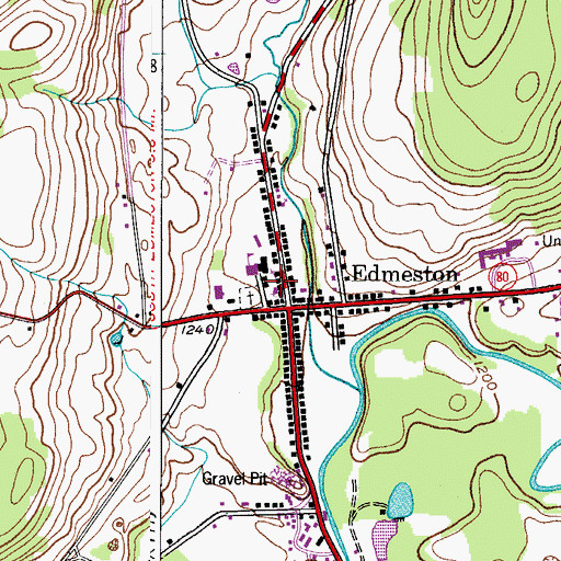 Topographic Map of Second Baptist Church of Edmeston, NY