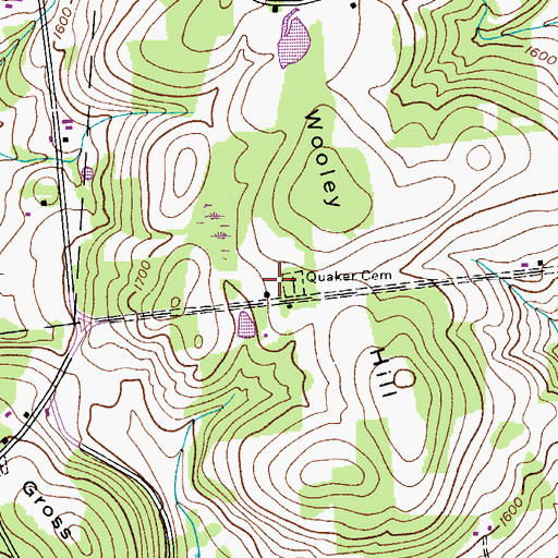 Topographic Map of Quaker Cemetery, NY