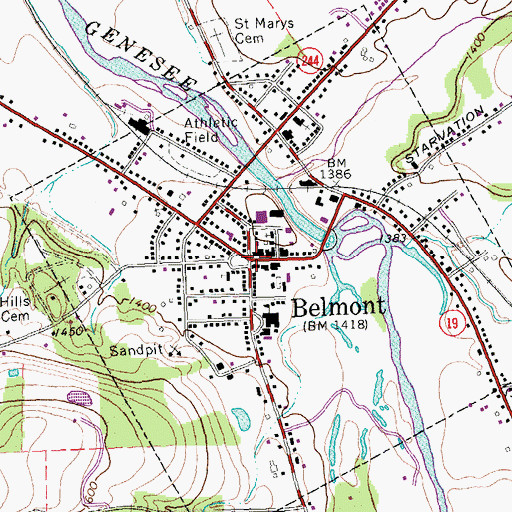 Topographic Map of Belmont, NY