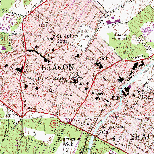 Topographic Map of Beacon, NY