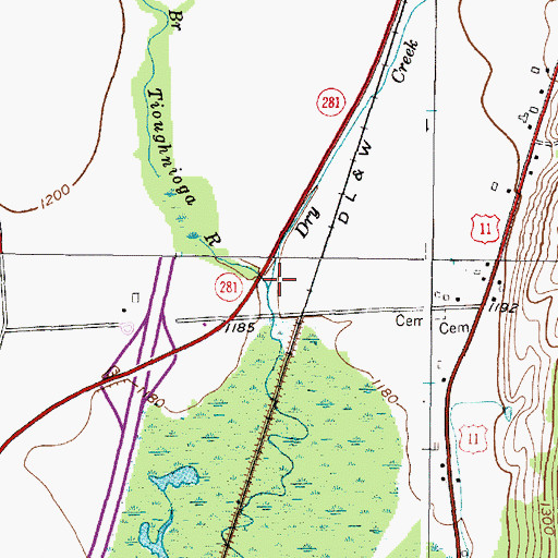 Topographic Map of Dry Creek, NY