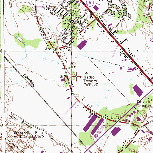 Topographic Map of WPTR-AM (Albany), NY