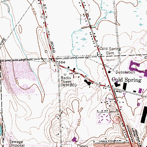 Topographic Map of WMBO-AM (Auburn), NY