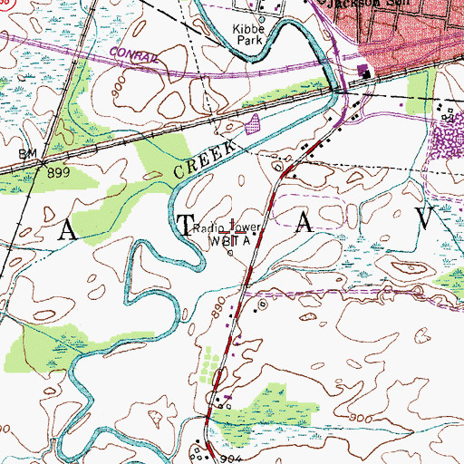 Topographic Map of WBTA-AM (Batavia), NY