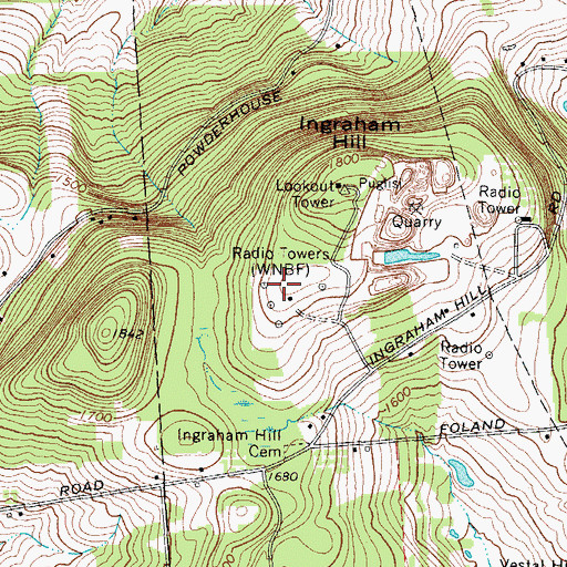 Topographic Map of WNBF-AM (Binghamton), NY