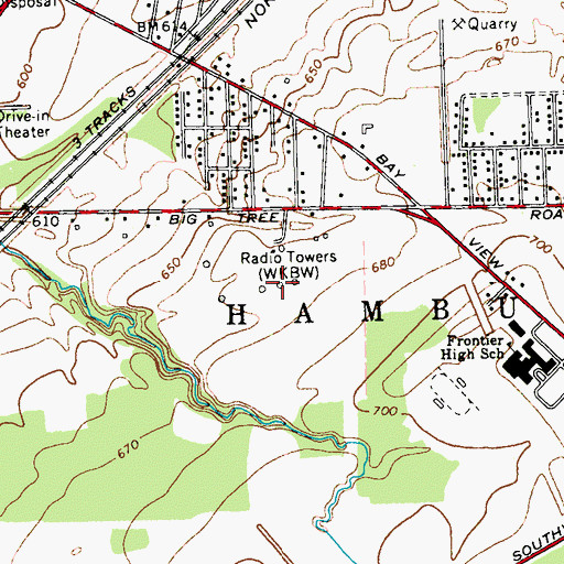 Topographic Map of WWKB-AM (Buffalo), NY