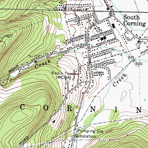 Topographic Map of WCBA-AM (Corning), NY