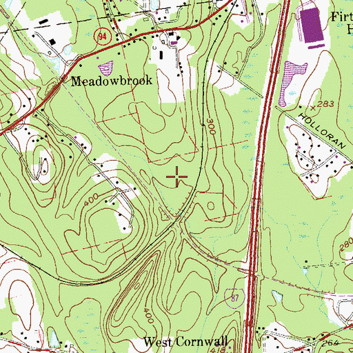 Topographic Map of WARW-AM (Cornwall), NY