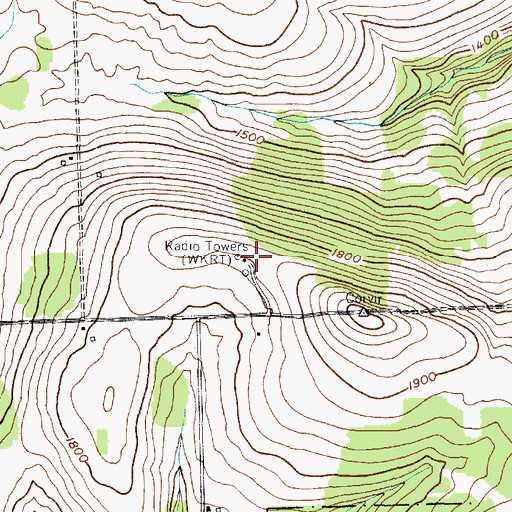 Topographic Map of WKRT-AM (Cortland), NY