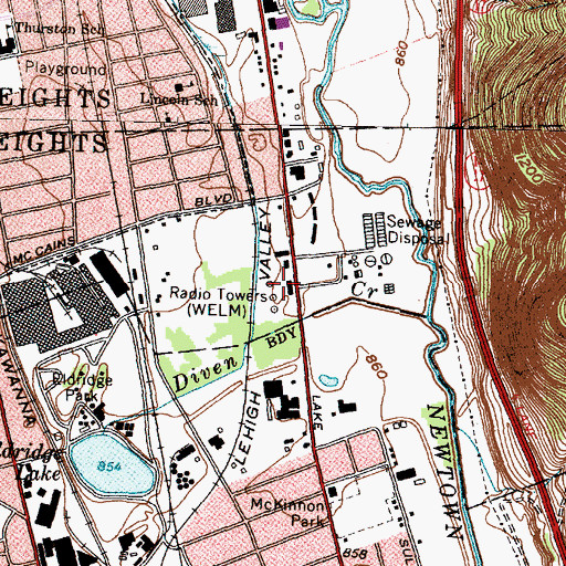 Topographic Map of WELM-AM (Elmira), NY