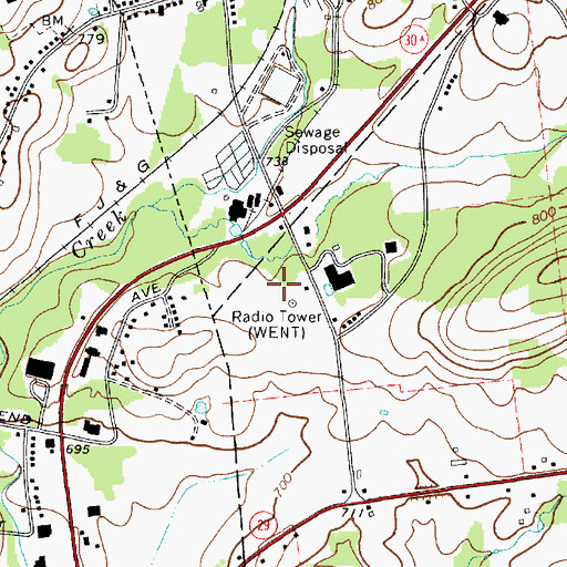 Topographic Map of WENT-AM (Gloversville), NY