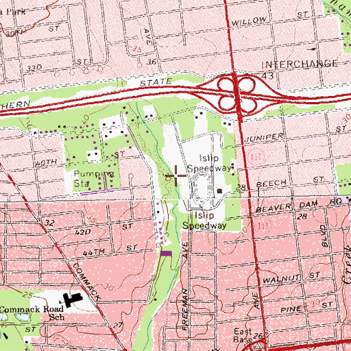 Topographic Map of WLIX-AM (Islip), NY