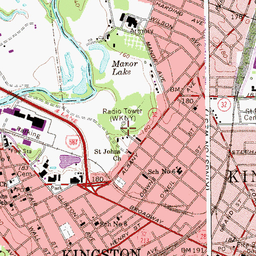 Topographic Map of WKNY-AM (Kingston), NY