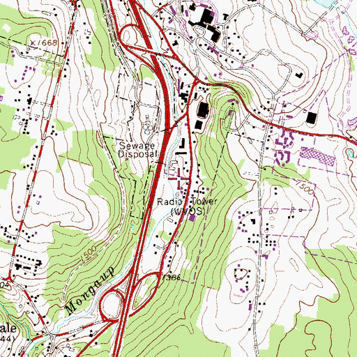 Topographic Map of WVOS-AM (Liberty), NY