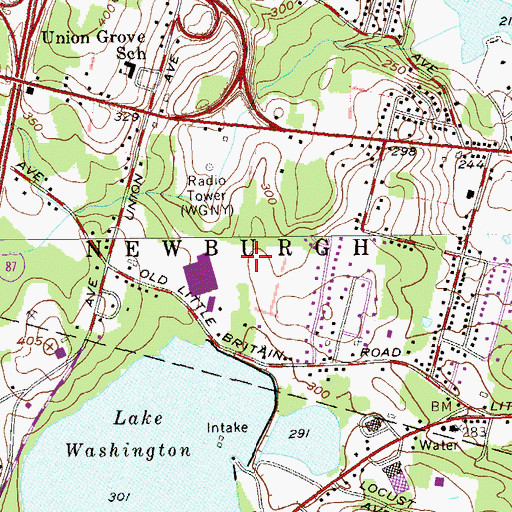 Topographic Map of WGNY-AM (Newburgh), NY