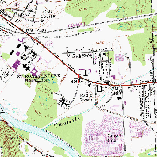 Topographic Map of WHDL-AM (Olean), NY