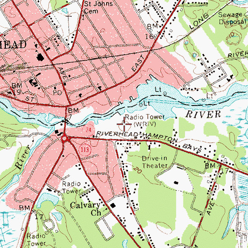 Topographic Map of WRIV-AM (Riverhead), NY