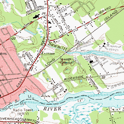 Topographic Map of WRIV-AM (Riverhead), NY