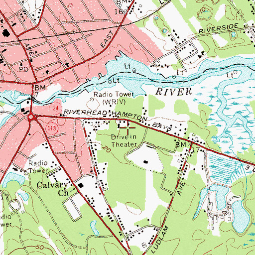 Topographic Map of WRHD-AM (Riverhead), NY