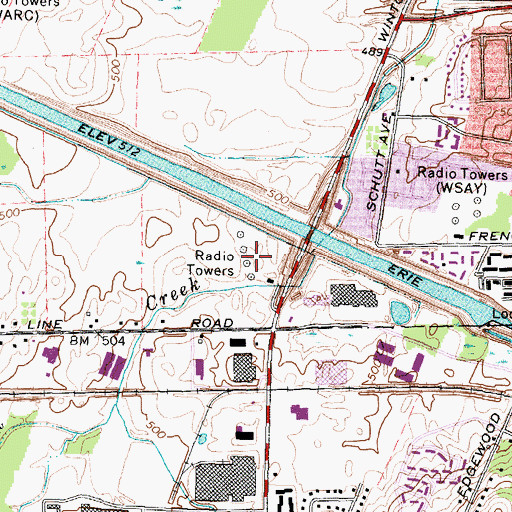 Topographic Map of WPXY-AM (Rochester), NY