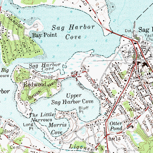 Topographic Map of WLNG-AM (Sag Harbor), NY