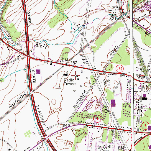 Topographic Map of WGY-AM (Schenectady), NY