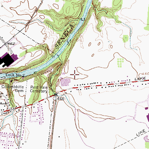 Topographic Map of WSFW-AM (Seneca Falls), NY