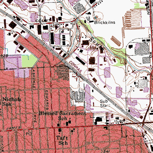 Topographic Map of WJFG-AM (Solvay), NY