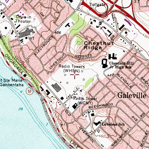 Topographic Map of WHEN-AM (Syracuse), NY