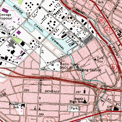 Topographic Map of WOLF-AM (Syracuse), NY