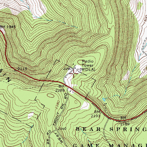 Topographic Map of WDLA-AM (Walton), NY