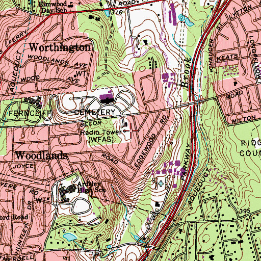Topographic Map of WFAS-AM (White Plains), NY