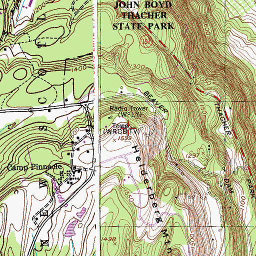 Topographic Map of WGNA-FM (Albany), NY