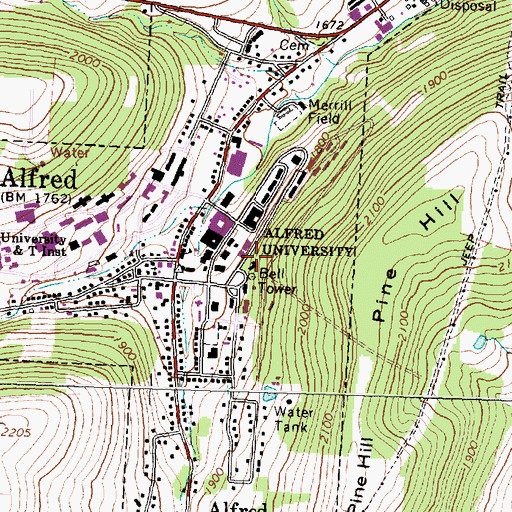 Topographic Map of WALF-FM (Alfred), NY