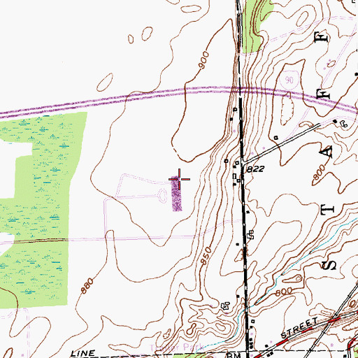 Topographic Map of WGCC-FM (Batavia), NY