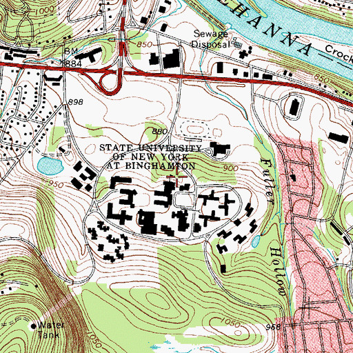 Topographic Map of WHRW-FM (Binghamton), NY