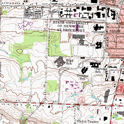 Topographic Map of WBKT-FM (Brockport), NY