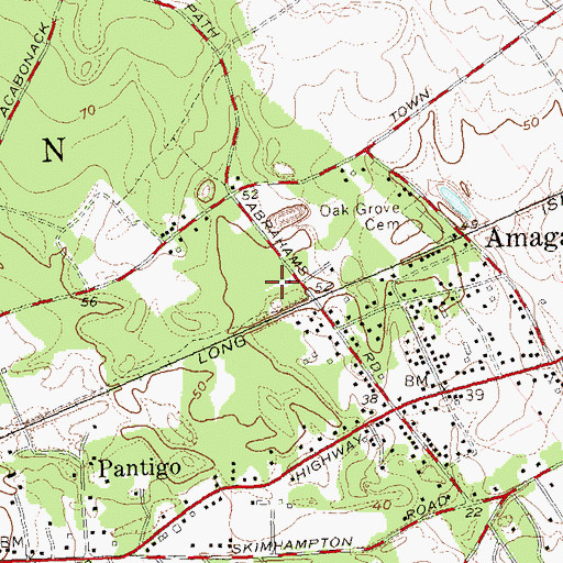 Topographic Map of WVEH-FM (East Hampton), NY