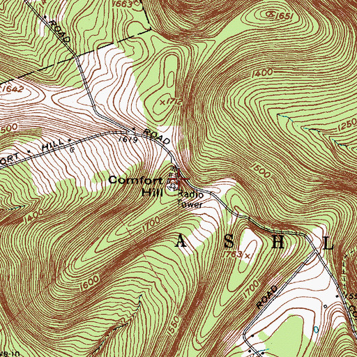 Topographic Map of WLEZ-FM (Elmira), NY